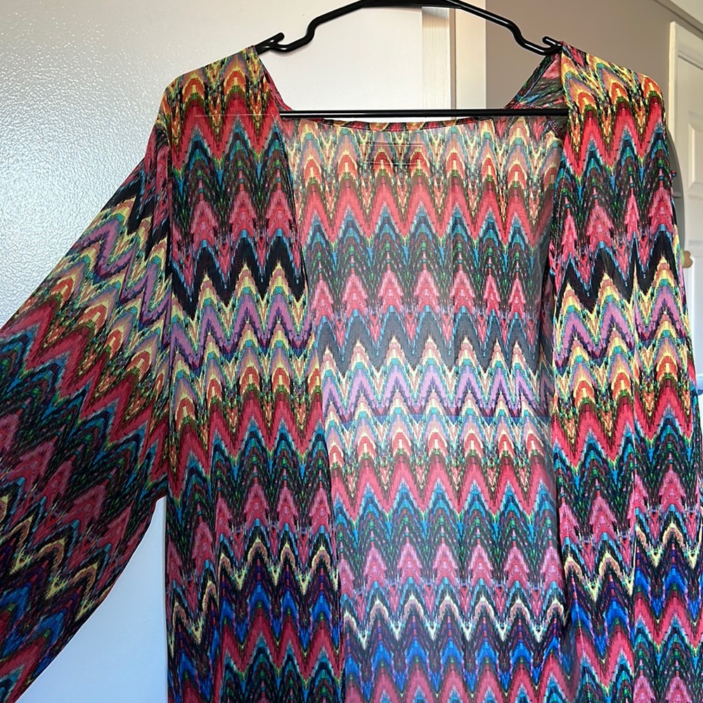 handmade-one of a kind maxi sheer cardigan. Multi color & pretty long